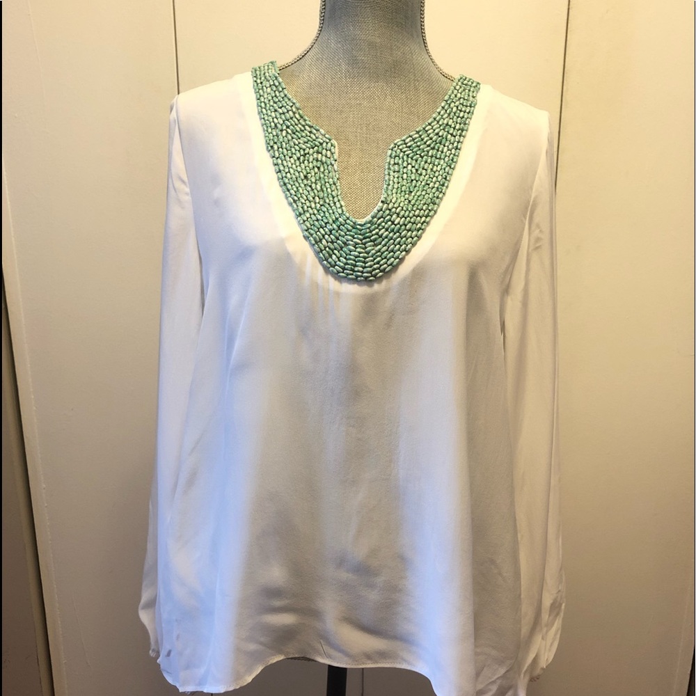 MOON & MEADOW SILK BLOUSE WITH BEADS